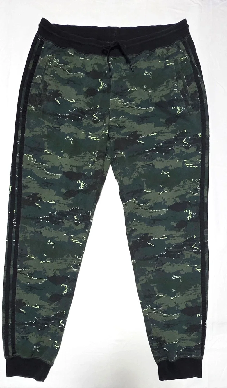 VTG Adidas Neo Men’s Camo Joggers Sweatpants Camouflage Green Size L Y2K